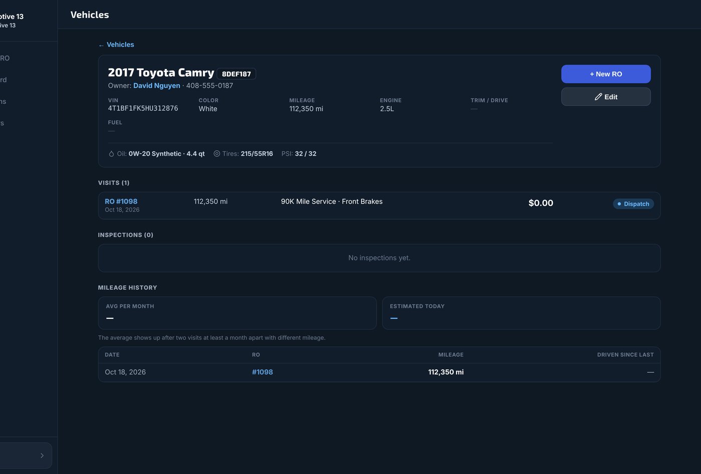 Vehicle profile